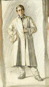 Ritratto di un giovane con cappotto e cappello, 1910 da Colin Unwin Gill